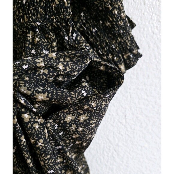 BALTIC BORN Pele Tiered Midi Dress Dark Floral Smocked Black Size XL - Picture 9 of 12